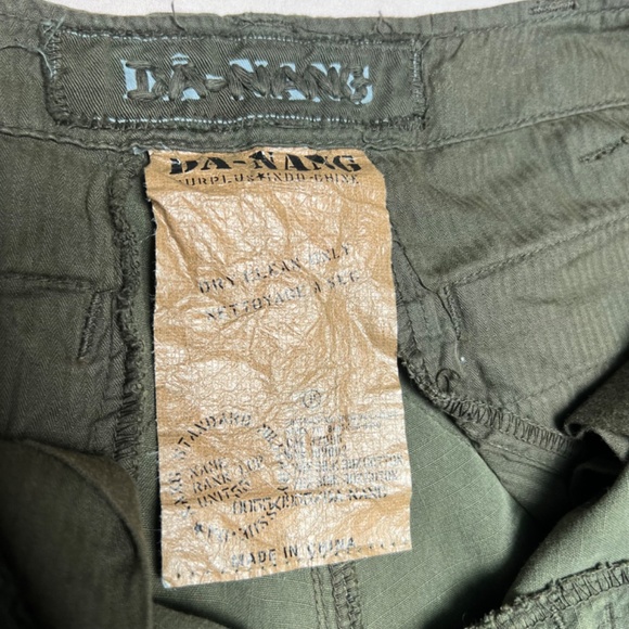 VINTAGE Da-Nang Lowrise Green Embroidered Cargo Straight leg Silk Blend Pants SM - Picture 8 of 16